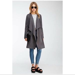 Taupe Draped Trench Coat